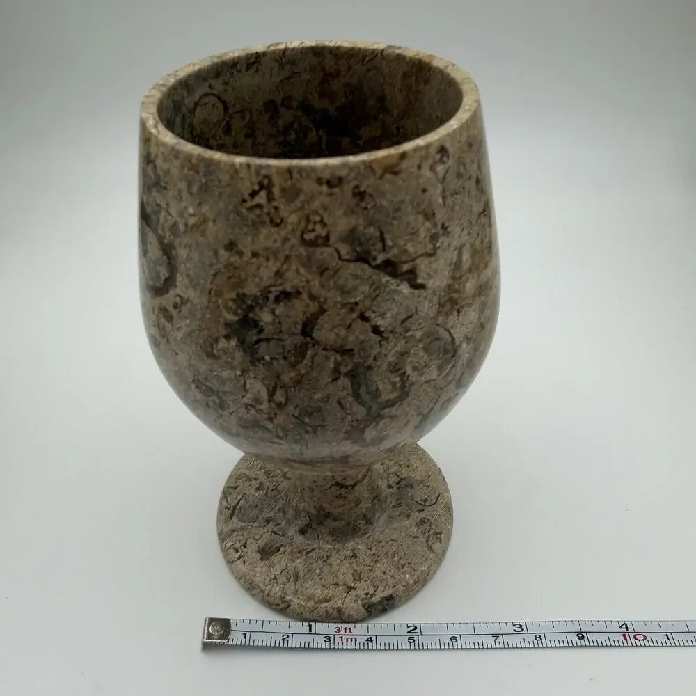 Vintage Fossil Stone Marble Goblets Set of 6 Wine Cups Natural Stone 5